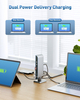  Dock de switch KVM USB C duplo personalizado 4K 60 Hz para 2 computadores, carregamento de até 100 W, DisplayPort e HDMI, porta USB-A/C de 10 Gbps, compatível com Thunderbolt 4