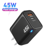 Bloco de carregador usb c, bloco de carregamento rápido de 45w pd 3.0 tipo c carregador de parede, adaptador de carregador gan de viagem dobrável