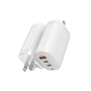 Carregador de parede GaN de 3 portas de conversão personalizada de 66 W 2 x adaptador de carregamento rápido USB-C, 1 x adaptador de tomada de viagem GaN de carga rápida 3.0 65 W USB-A com plugues do Reino Unido, UE, AU, EUA