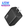 Bloco de carregador usb c, bloco de carregamento rápido de 45w pd 3.0 tipo c carregador de parede, adaptador de carregador gan de viagem dobrável