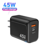 Bloco de carregador usb c, bloco de carregamento rápido de 45w pd 3.0 tipo c carregador de parede, adaptador de carregador gan de viagem dobrável