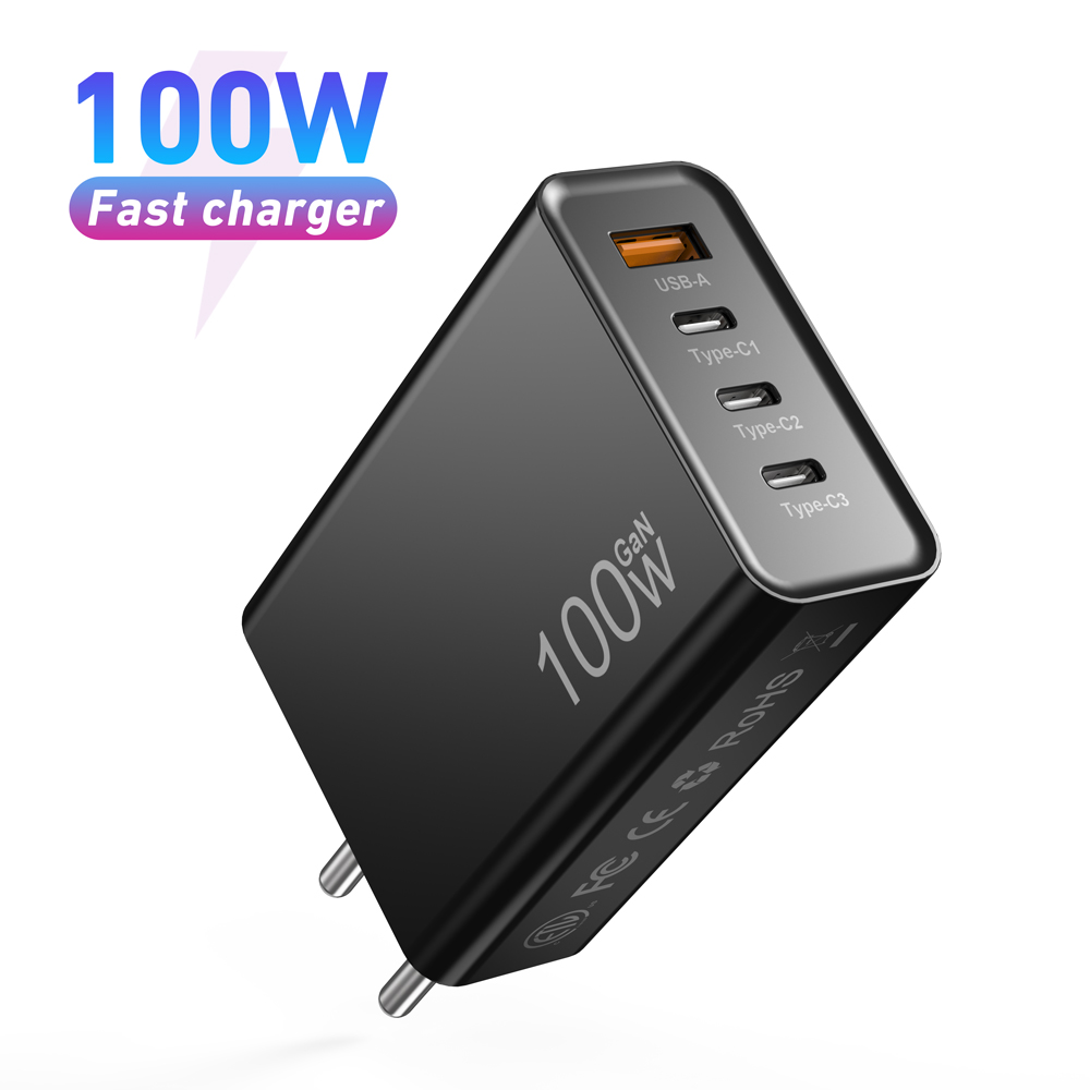 Adaptador de energia para carregador de parede compacto dobrável GaN carregador USB C 100W