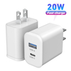 Carregador USB C, carregador rápido PD para iPhone de 20 W, carregador dobrável tipo C de porta dupla