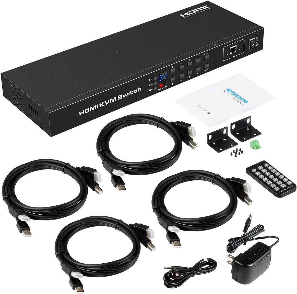 Switch KVM HDMI 8X1 personalizado de 8 portas