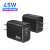 Bloco de carregador usb c, bloco de carregamento rápido de 45w pd 3.0 tipo c carregador de parede, adaptador de carregador gan de viagem dobrável