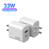 Carregador de parede 33w usb c gan pd 30w + qc 4.0 pps bloco de carregamento super rápido com display de watt e plugue dobrável adaptador de energia de porta tipo c 