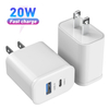 Carregador USB C, carregador rápido PD para iPhone de 20 W, carregador dobrável tipo C de porta dupla