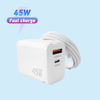 Portas duplas de carregador super rápido de 45 W, plugue dobrável, carregador GaN compacto