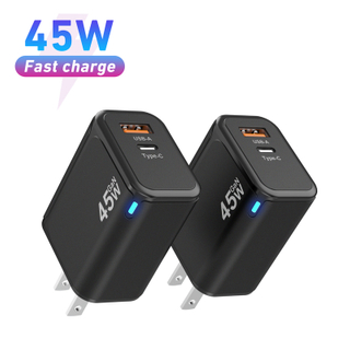 Bloco de carregador usb c, bloco de carregamento rápido de 45w pd 3.0 tipo c carregador de parede, adaptador de carregador gan de viagem dobrável