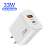 Carregador de parede 33w usb c gan pd 30w + qc 4.0 pps bloco de carregamento super rápido com display de watt e plugue dobrável adaptador de energia de porta tipo c 