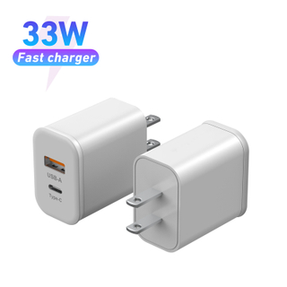 Carregador de parede 33w usb c gan pd 30w + qc 4.0 pps bloco de carregamento super rápido com display de watt e plugue dobrável adaptador de energia de porta tipo c 