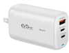 Carregador de parede GaN de 3 portas de conversão personalizada de 66 W 2 x adaptador de carregamento rápido USB-C, 1 x adaptador de tomada de viagem GaN de carga rápida 3.0 65 W USB-A com plugues do Reino Unido, UE, AU, EUA